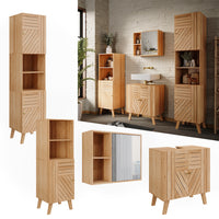 Vicco Set di mobili da bagno Bambù 4 pezzi, con unità midi e colonne