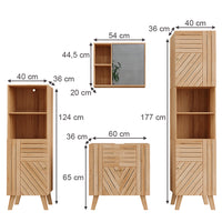 Vicco Set di mobili da bagno Bambù 4 pezzi, con unità midi e colonne