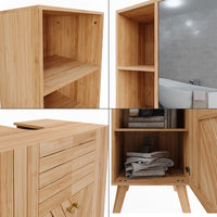 Vicco Set di mobili da bagno Bambù 4 pezzi, con unità midi e colonne