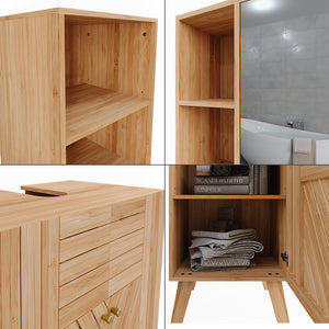 Vicco Set di mobili da bagno Bambù 4 pezzi, con unità midi e colonne