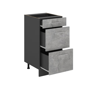 Vicco Mobiletto base per cucina Calcestruzzo 40 cm con cassetti, marmo AP