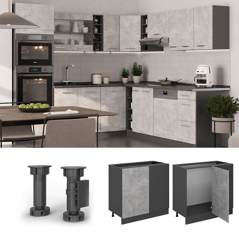 Vicco Mobile ad angolo cucina Calcestruzzo 86 cm senza piano di lavoro