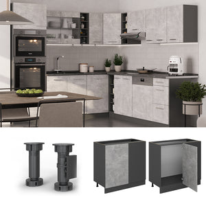 Vicco Mobile ad angolo cucina Calcestruzzo 86 cm senza piano di lavoro
