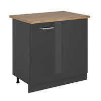 Vicco Mobile ad angolo cucina Antracite lucido 86 cm , PL Rovere