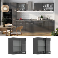 Vicco Mobile da cucina in vetro Antracite lucido 60 cm