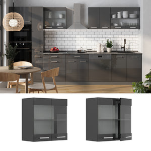 Vicco Mobile da cucina in vetro Antracite lucido 60 cm