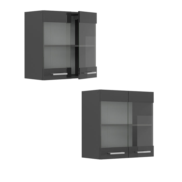 Vicco Mobile da cucina in vetro Antracite lucido 60 cm