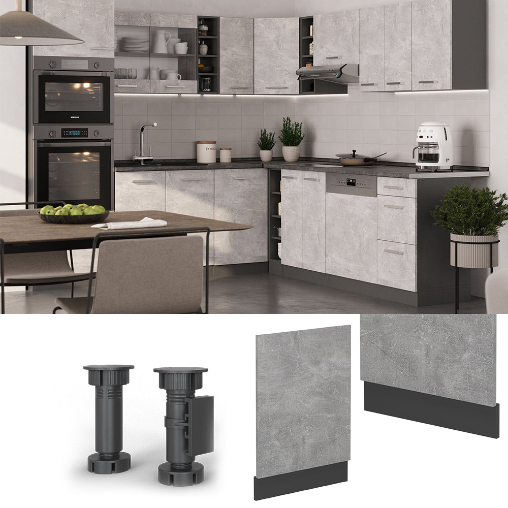 Vicco Pannello frontale per lavastoviglie Calcestruzzo 45 cm , PL Antracite