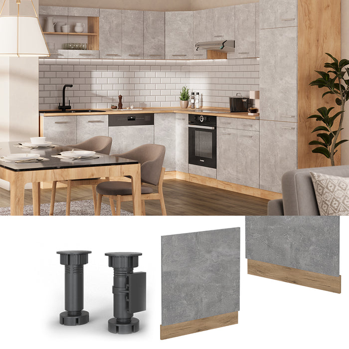 Vicco Pannello frontale per lavastoviglie Calcestruzzo 60 cm senza piano di lavoro