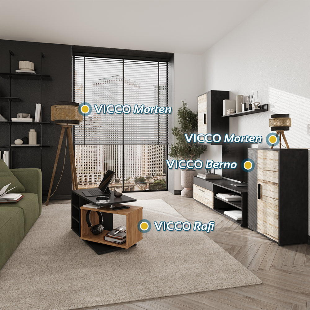 Vicco Parete attrezzata soggiorno Beige Set di 4