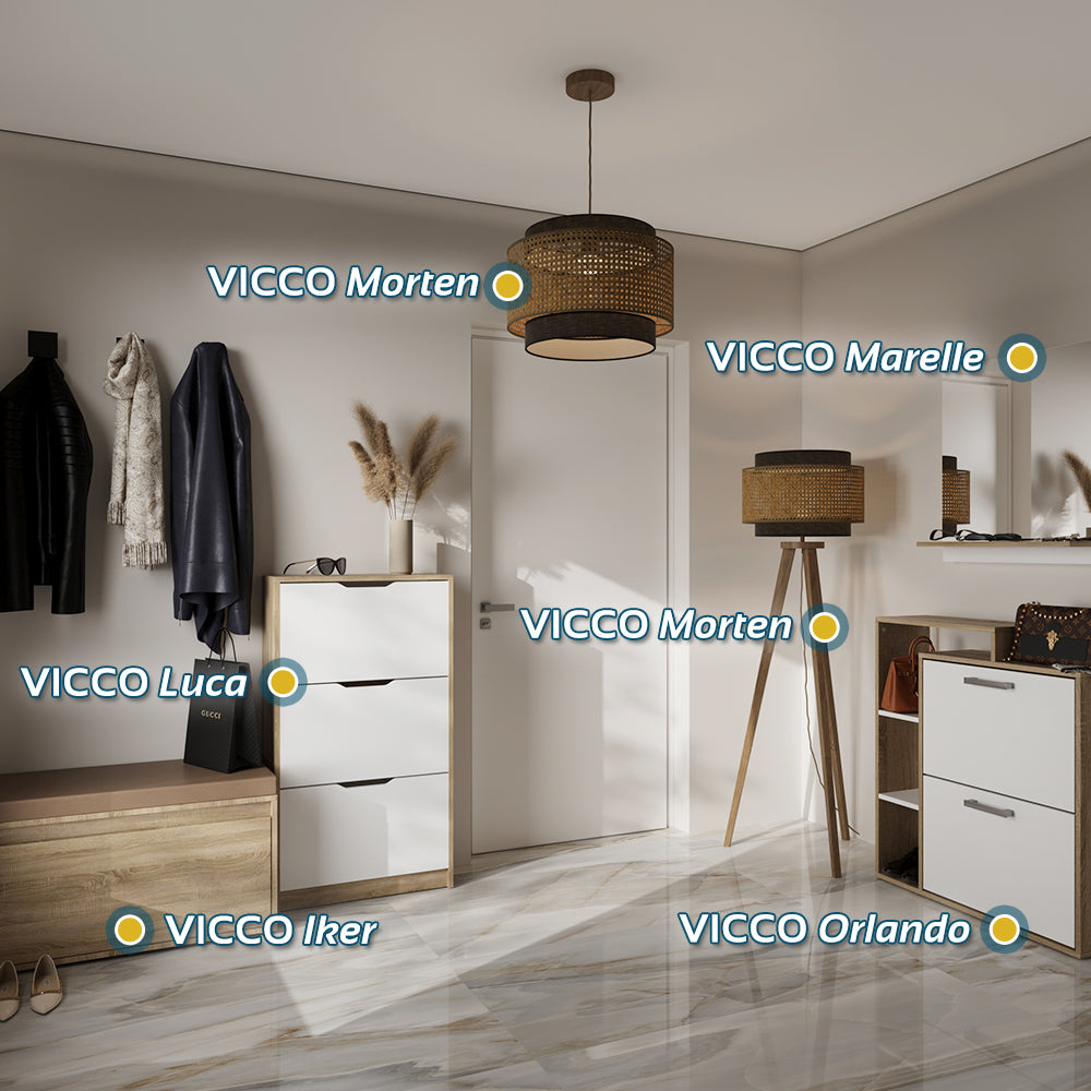 Vicco Scarpiera da ingresso Bianco/Sonoma 59 x 89.5 cm con 2 scomparti