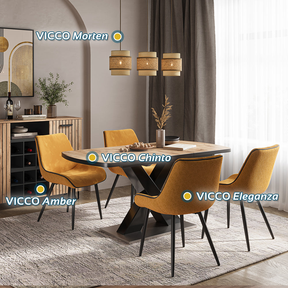 Vicco Lampada a sospensione 3pcs Rattan/crema 70 x 120 cm