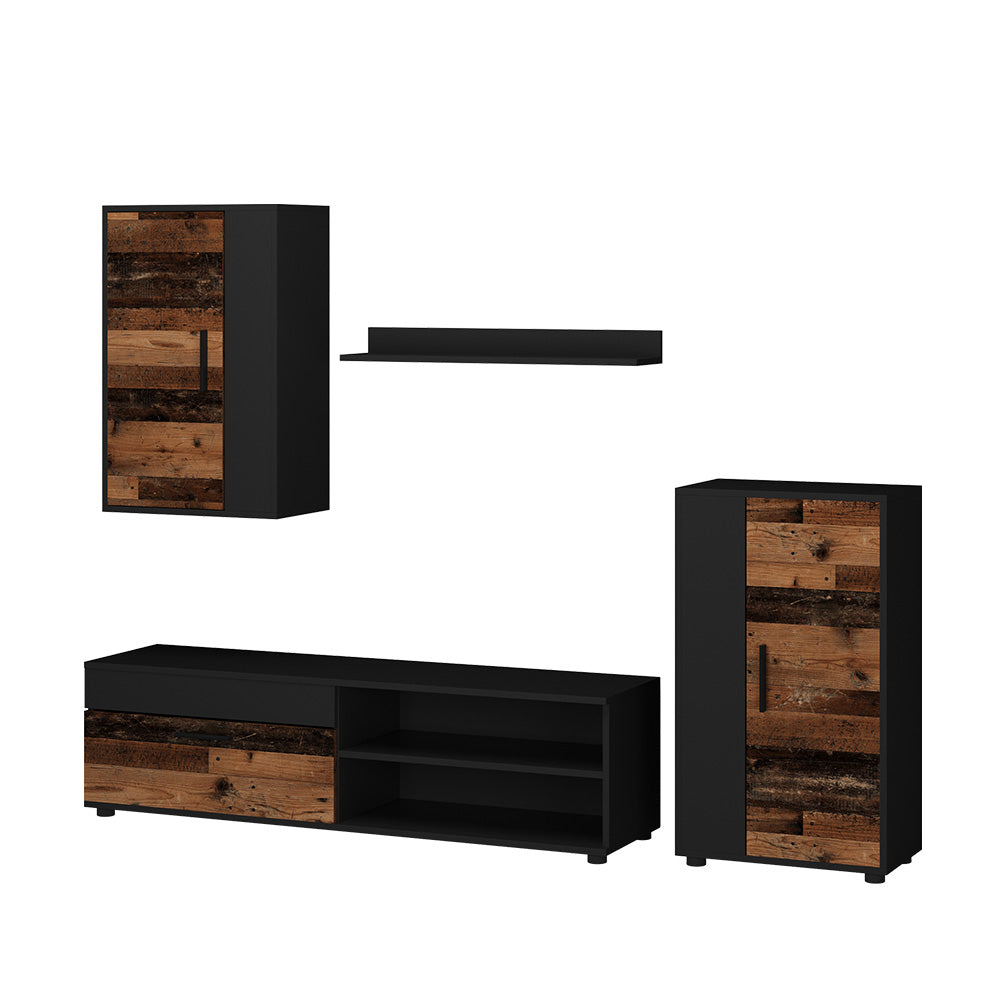 Vicco Parete attrezzata Marrone/antracite Set di 4 pezzi