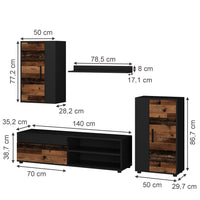 Vicco Parete attrezzata Marrone/antracite Set di 4 pezzi