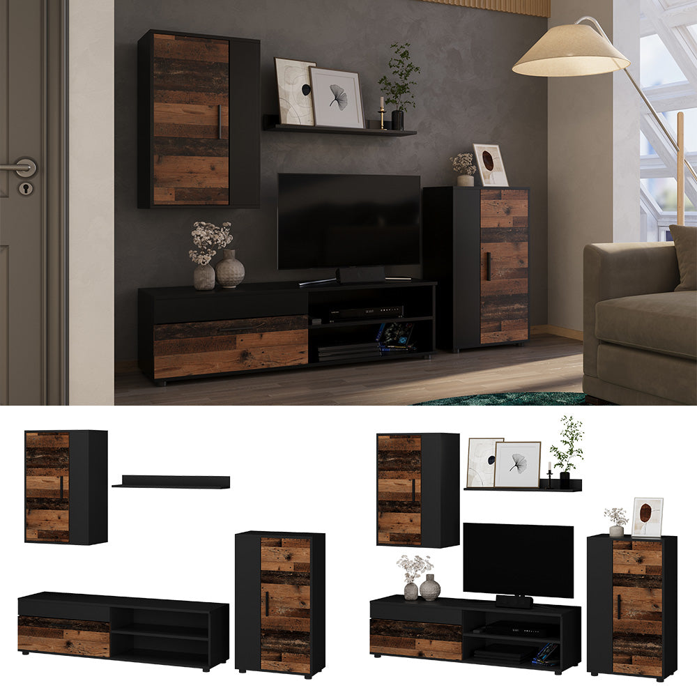 Vicco Parete attrezzata Marrone/antracite Set di 4 pezzi