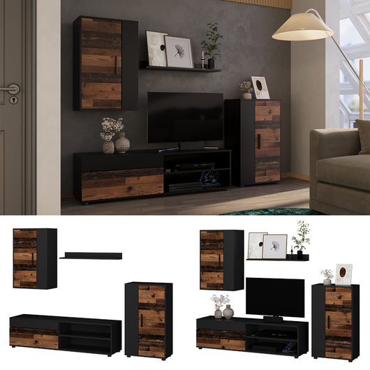 Vicco Parete attrezzata Marrone/antracite Set di 4 pezzi