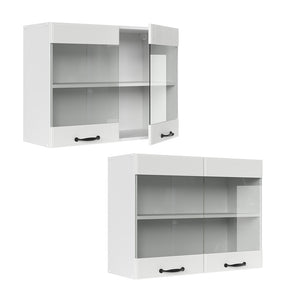 Vicco Mobile da cucina in vetro Bianco casa di campagna 80 cm