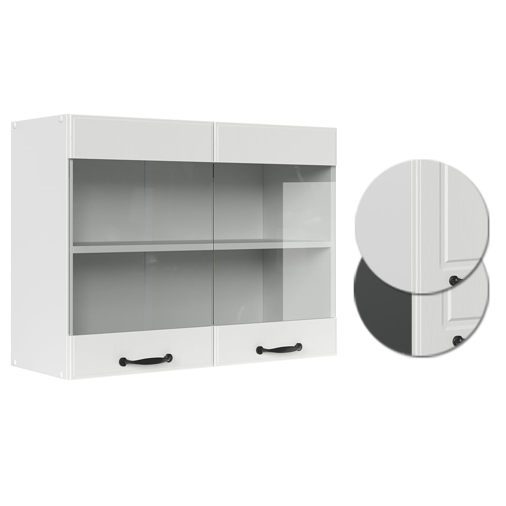 Vicco Mobile da cucina in vetro Bianco casa di campagna 80 cm