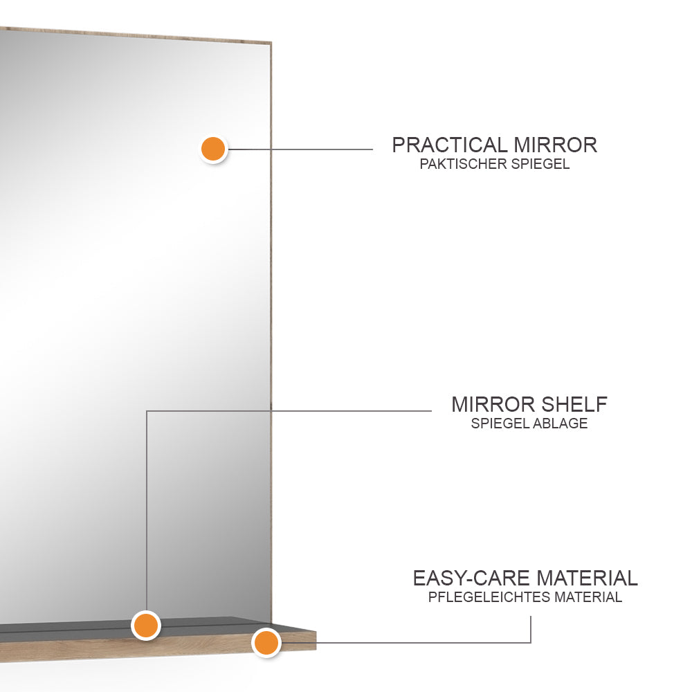 Vicco Specchio per il bagno Antracite/quercia vichinga 60 x 80 cm