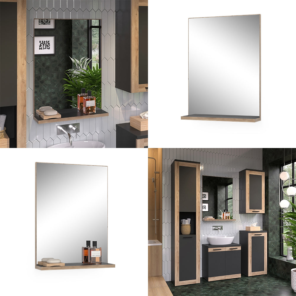 Vicco Specchio per il bagno Antracite/quercia vichinga 60 x 80 cm