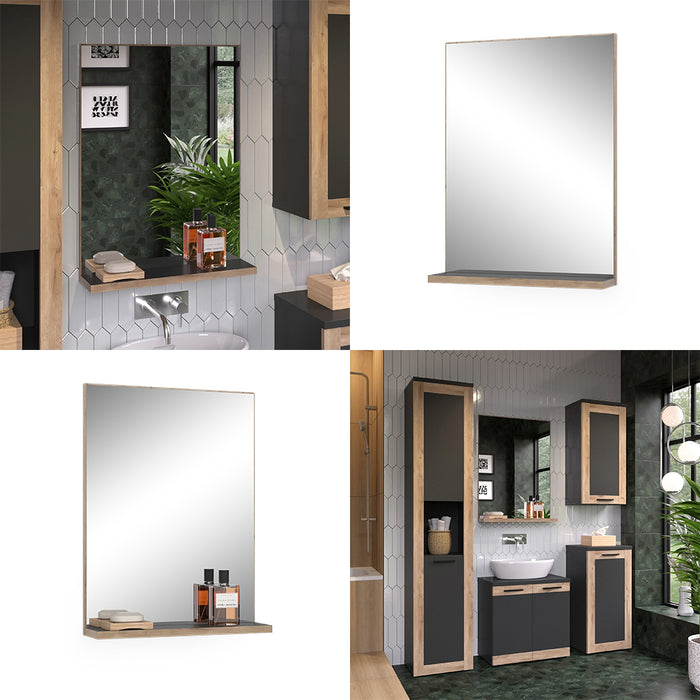 Vicco Specchio per il bagno Antracite/quercia vichinga 60 x 80 cm