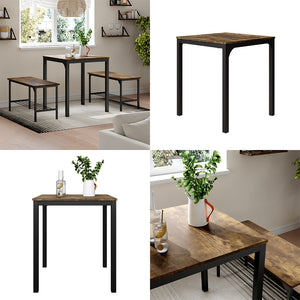 Vicco Tavolo da pranzo Nero/quercia rustico 70 x 70 cm