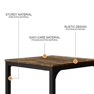 Vicco Tavolo da pranzo Nero/quercia rustico 70 x 70 cm