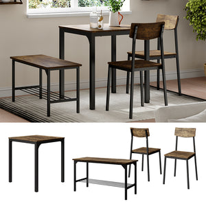 Vicco Set di tavoli da pranzo Nero/quercia rustico 70 x 70 cm 4 parti