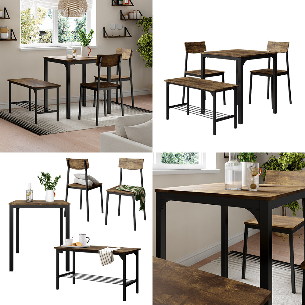 Vicco Set di tavoli da pranzo Nero/quercia rustico 70 x 70 cm 4 parti