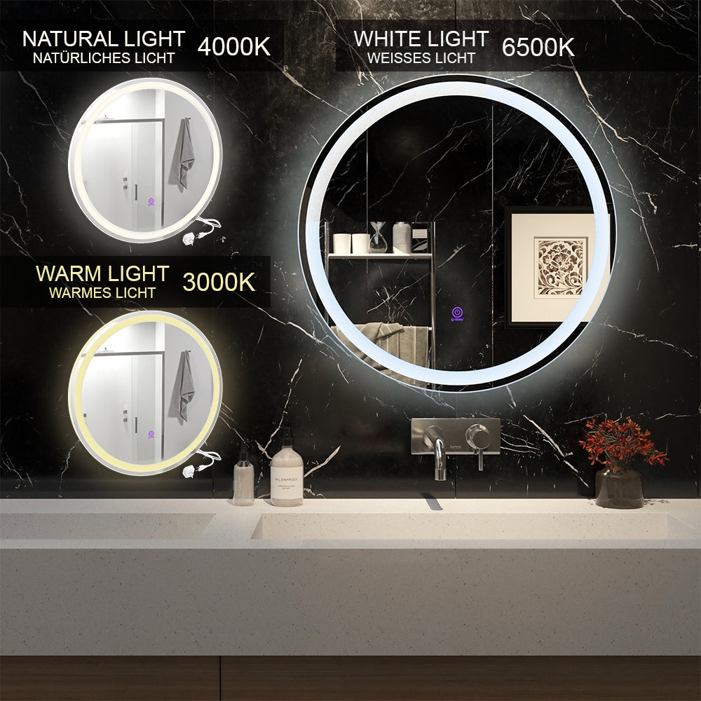 Vicco Specchio bagno Bianco 70 cm con interruttore a sfioramento