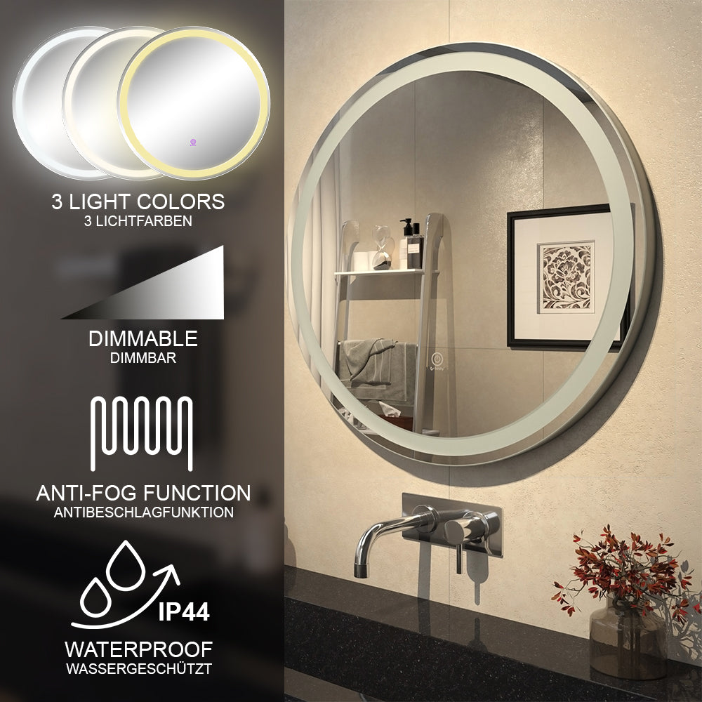 Vicco Specchio bagno Bianco 70 cm con interruttore a sfioramento