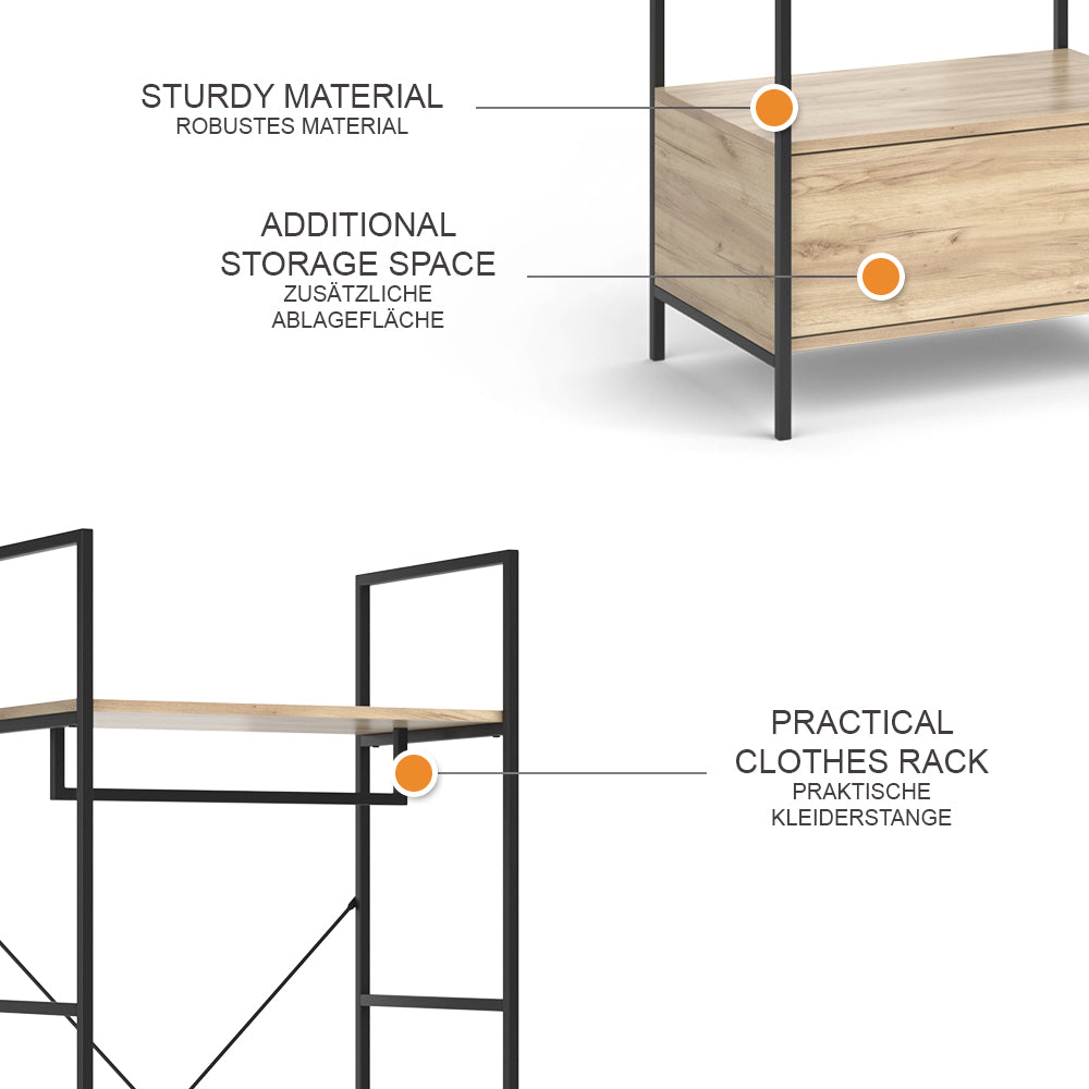 Vicco Armadio Legno 60 x 180 cm con cassetto