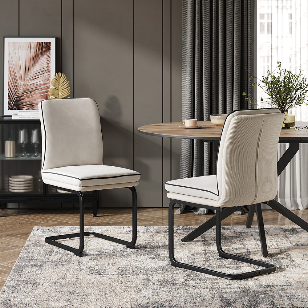 Vicco Sedia a sbalzo Beige Set di 2