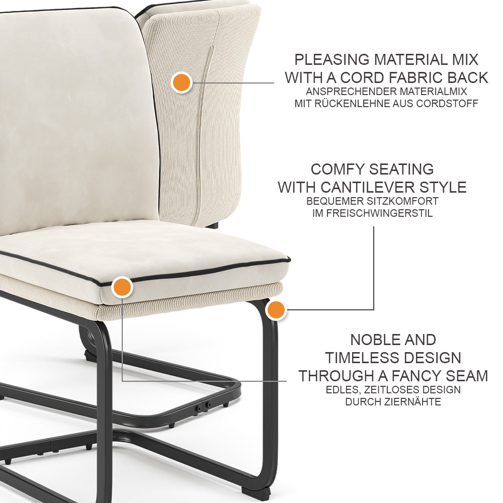 Vicco Sedia a sbalzo Beige Set di 2