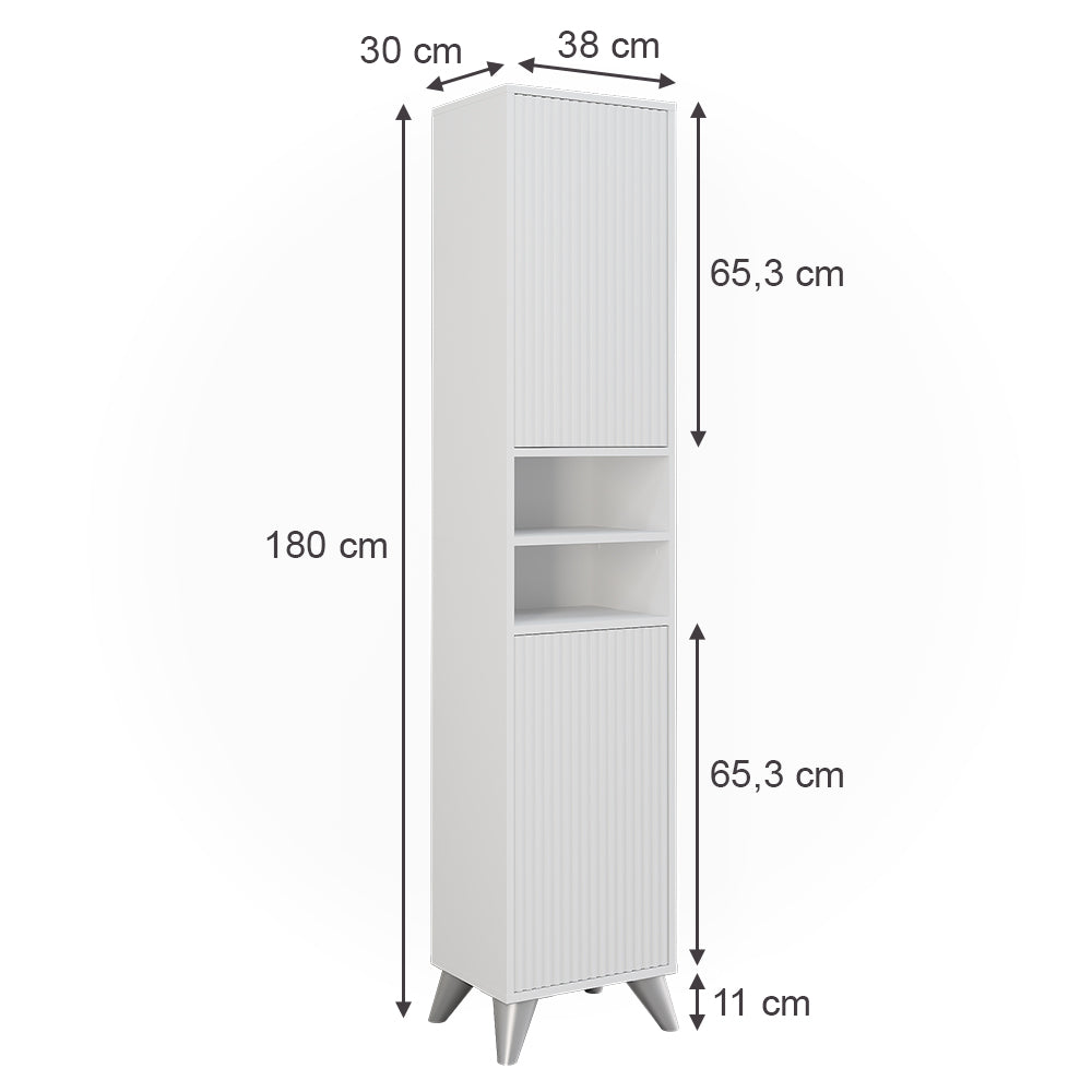 Vicco Armadio per il bagno Bianco 38 x 180 cm con 2 porte
