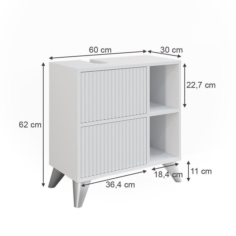 Vicco Mobile sottolavabo per bagno Bianco 60 x 62 cm con 2 cassetti