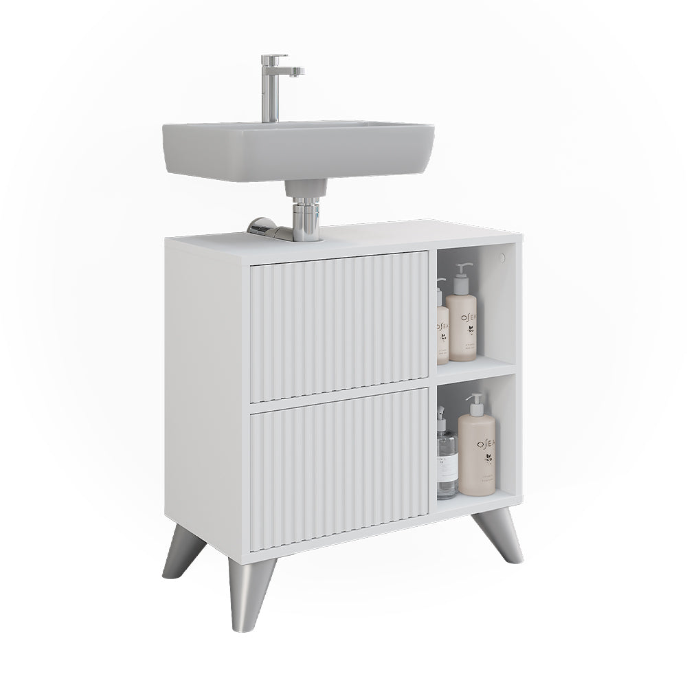 Vicco Mobile sottolavabo per bagno Bianco 60 x 62 cm con 2 cassetti