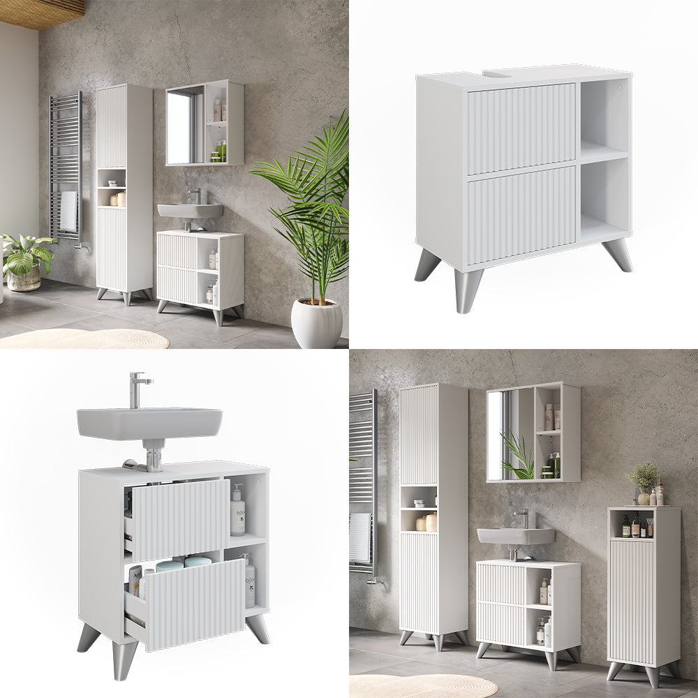 Vicco Mobile sottolavabo per bagno Bianco 60 x 62 cm con 2 cassetti