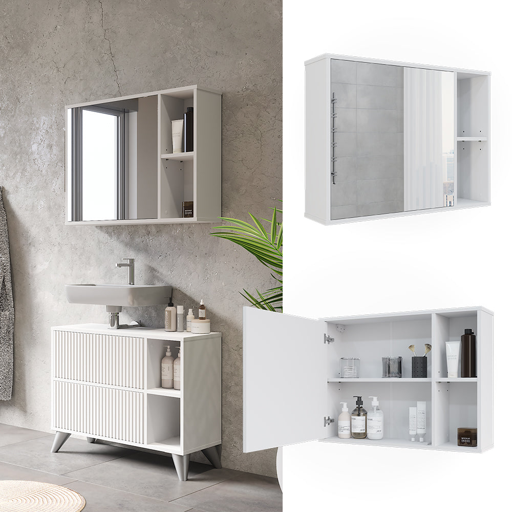 Vicco Mobile a specchio per il bagno Bianco 80 x 60 cm