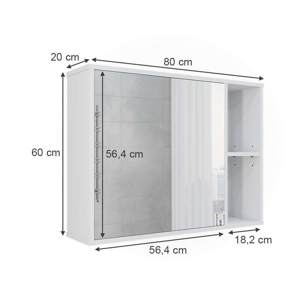 Vicco Mobile a specchio per il bagno Bianco 80 x 60 cm