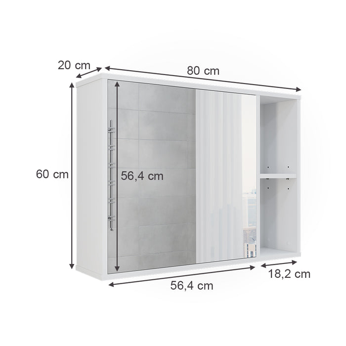 Vicco Mobile a specchio per il bagno Bianco 80 x 60 cm