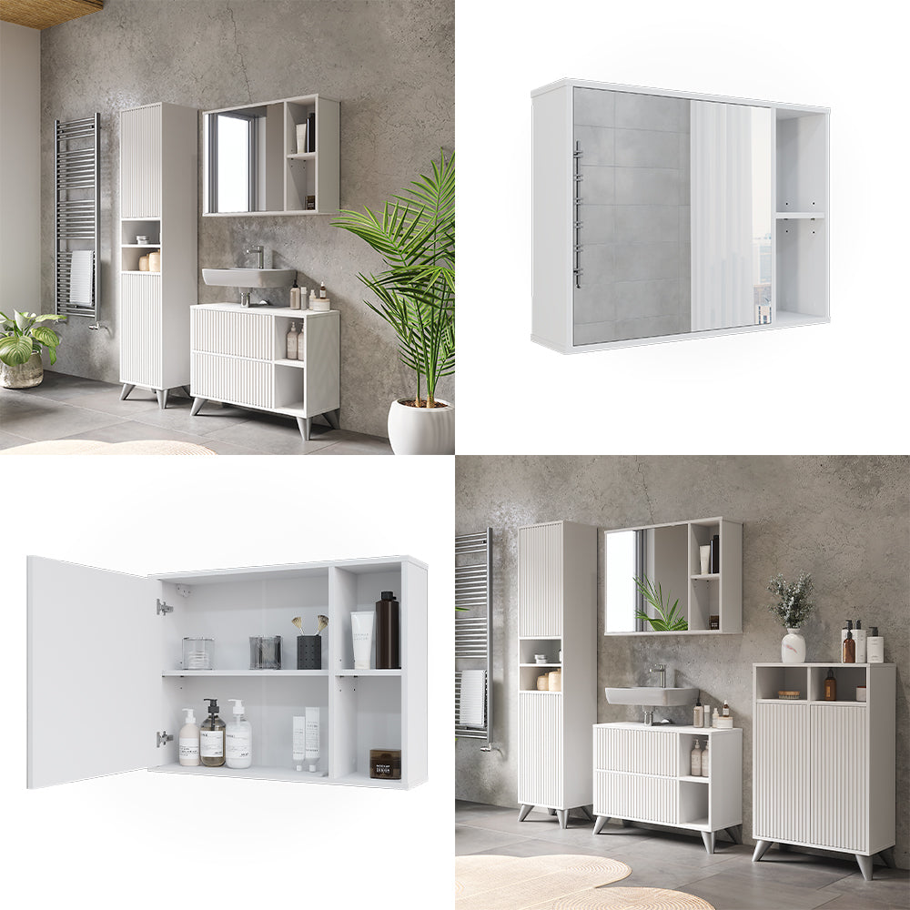 Vicco Mobile a specchio per il bagno Bianco 80 x 60 cm