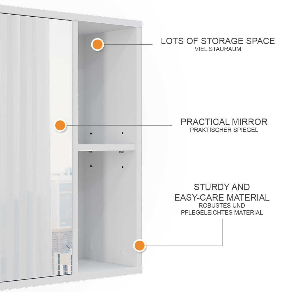 Vicco Mobile a specchio per il bagno Bianco 80 x 60 cm