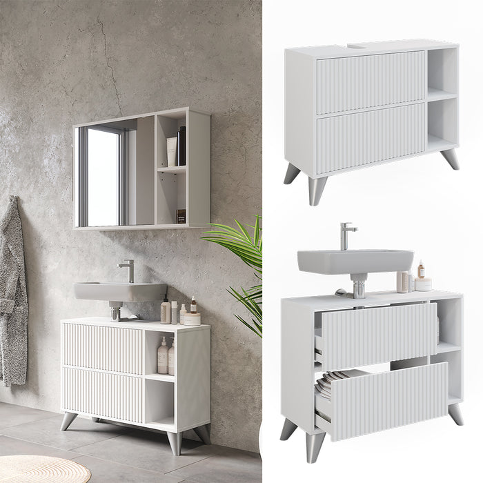 Vicco Mobile sottolavabo per bagno Bianco 80 x 62 cm con 2 cassetti