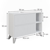 Vicco Mobile sottolavabo per bagno Bianco 80 x 62 cm con 2 cassetti