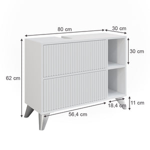 Vicco Mobile sottolavabo per bagno Bianco 80 x 62 cm con 2 cassetti