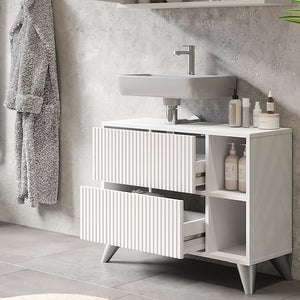Vicco Mobile sottolavabo per bagno Bianco 80 x 62 cm con 2 cassetti