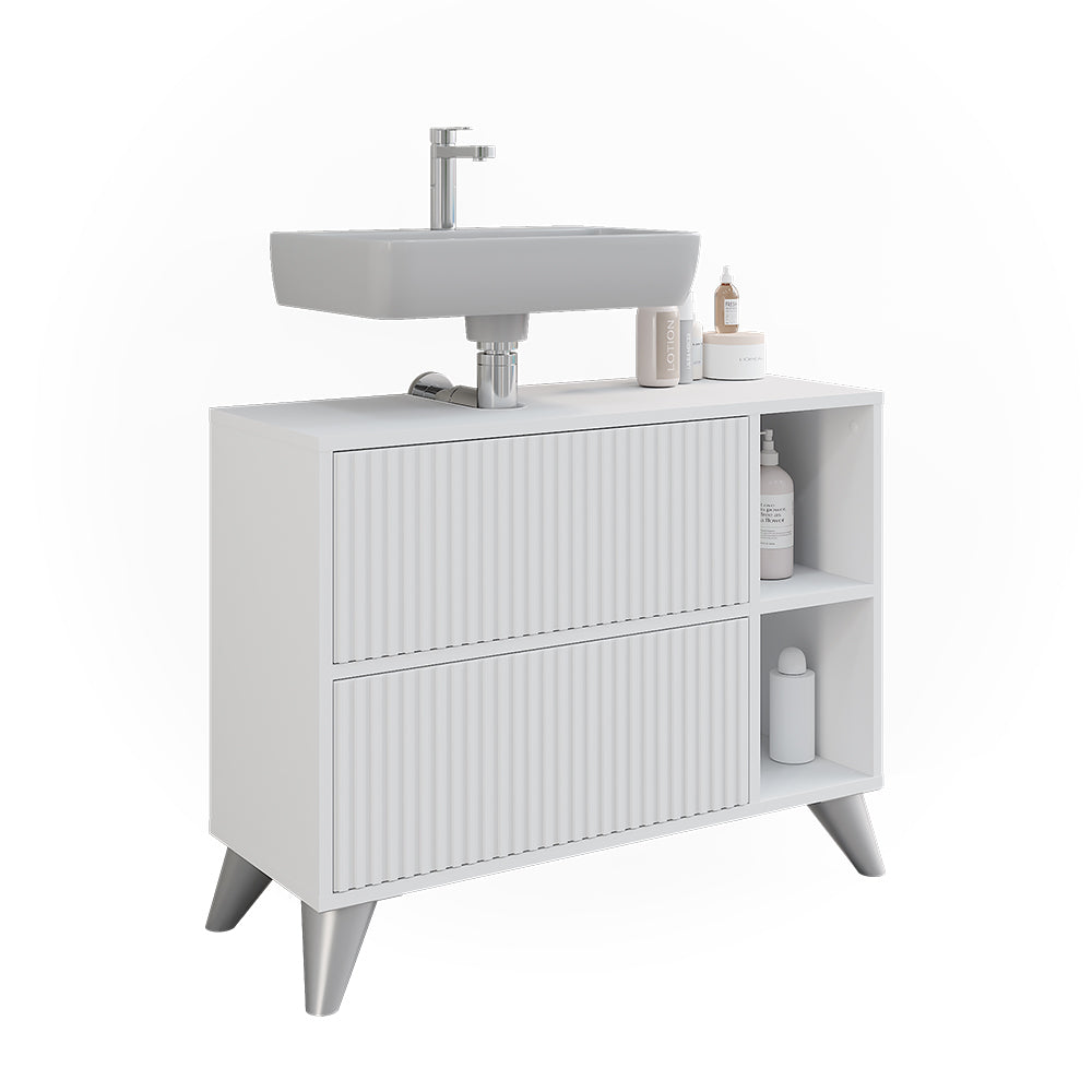 Vicco Mobile sottolavabo per bagno Bianco 80 x 62 cm con 2 cassetti