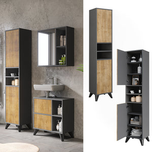 Vicco Mobiletto da bagno Antracite/quercia di montagna 38 x 180 cm con 2 porte