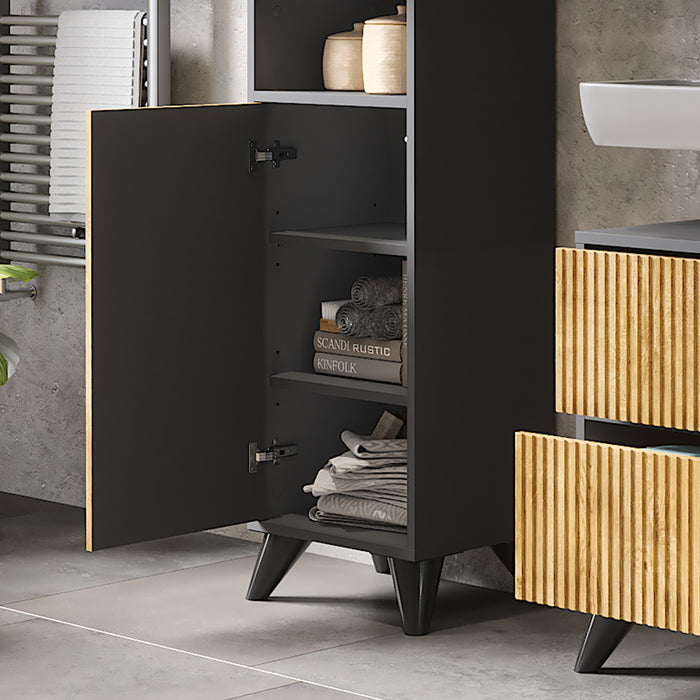 Vicco Mobiletto da bagno Antracite/quercia di montagna 38 x 180 cm con 2 porte